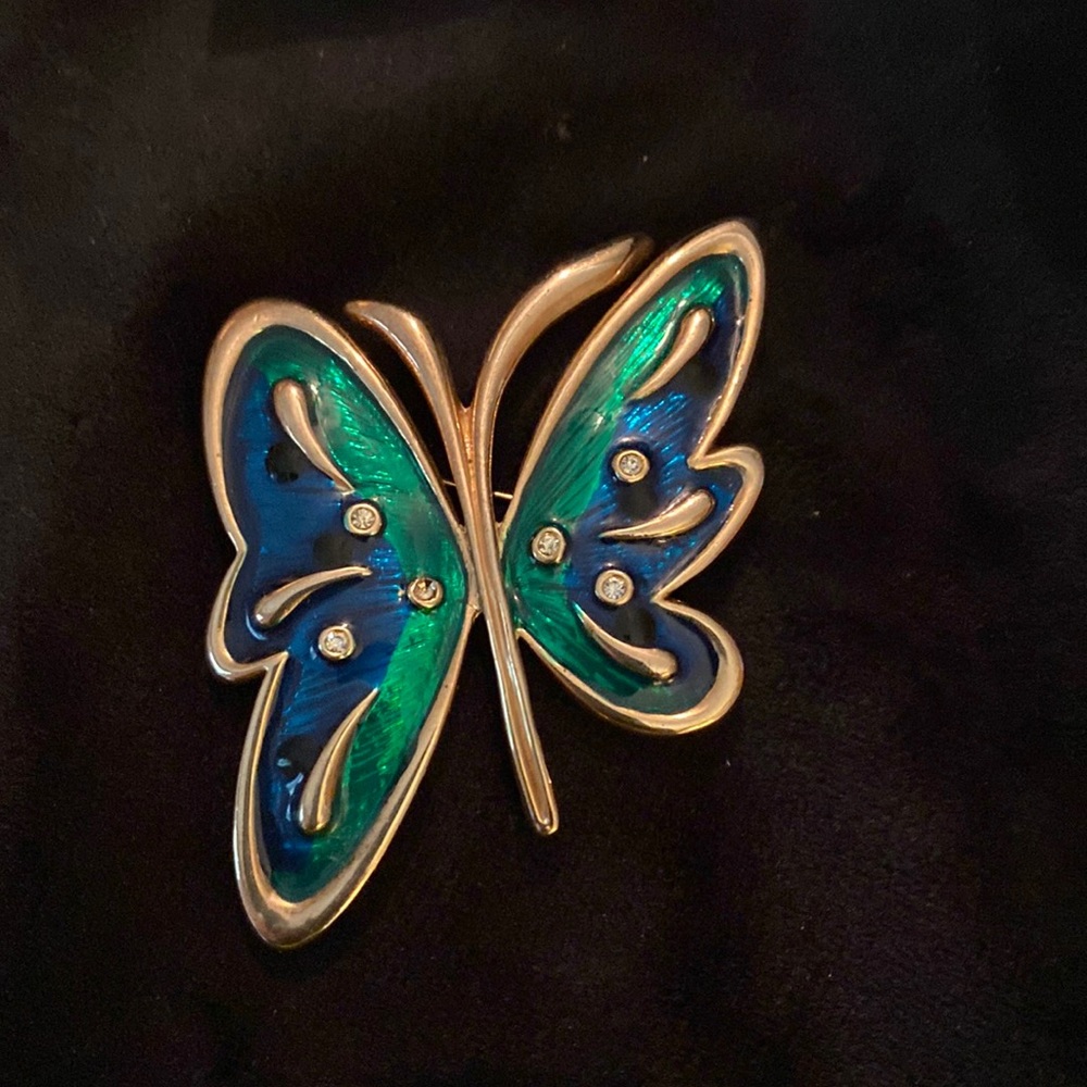 Green and blue sparkly butterfly Brooch